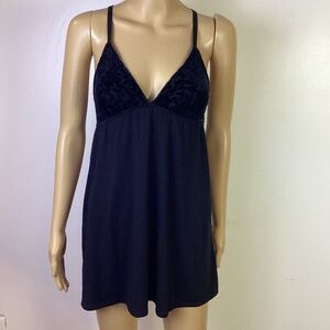 Flora Nikrooz Black Lingerie Chemise Burnt Velvet Detail Sz S